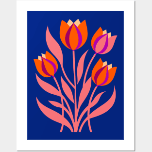 Red Tulips Floral Matisse Boho Design Posters and Art